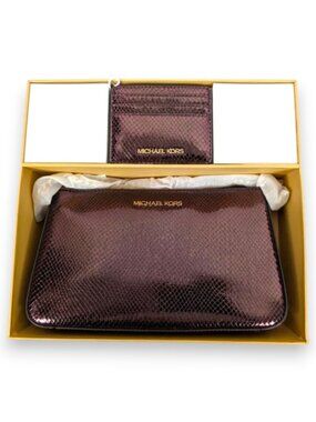 Michael Kors Oxblood Rouge Sombre Crossbody Tote and Wallet Box Set